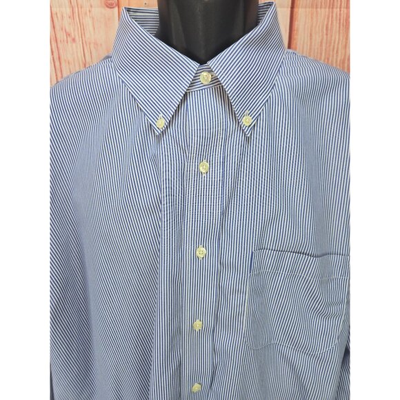 Brooks Brothers Mens Dress Shirt 19-36 Regular Fit Non-Iron Blue Striped - Picture 3 of 6